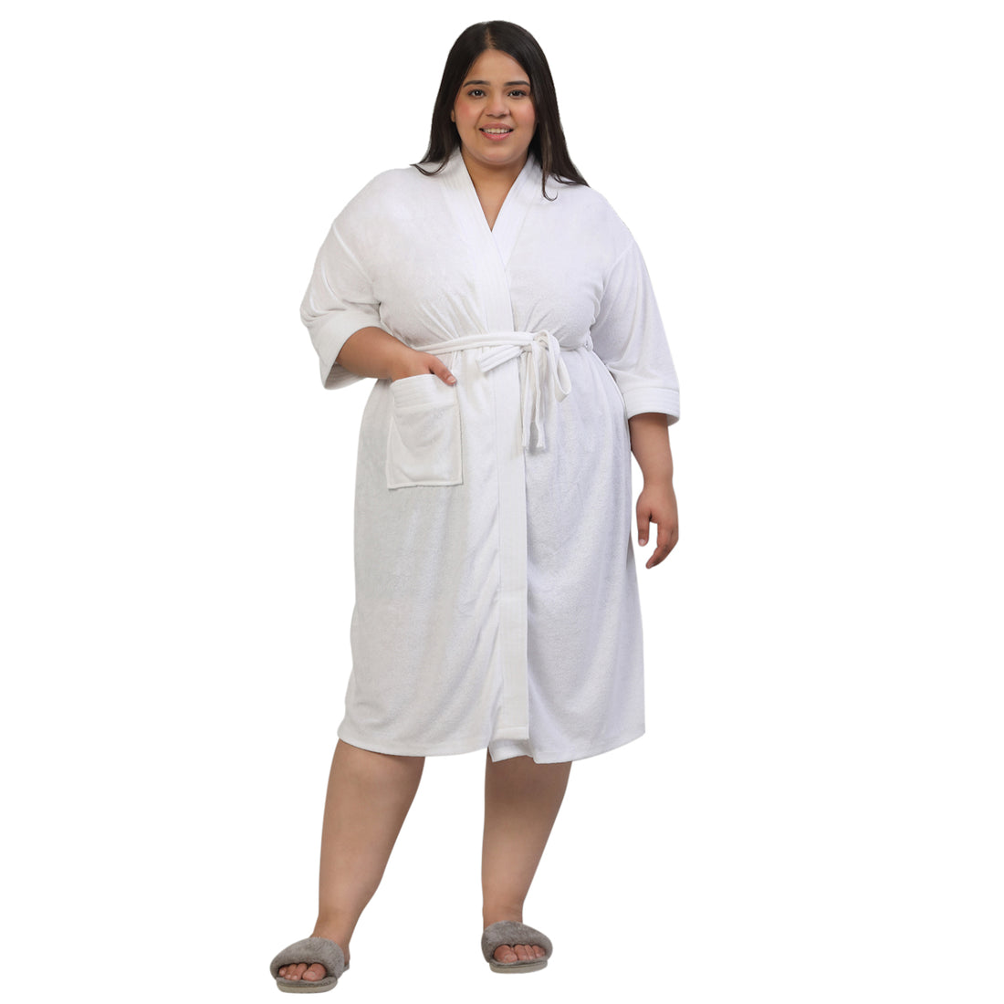 Plus Size Micro Terry Bathrobe for Men & Women | Soft and Elegant - White