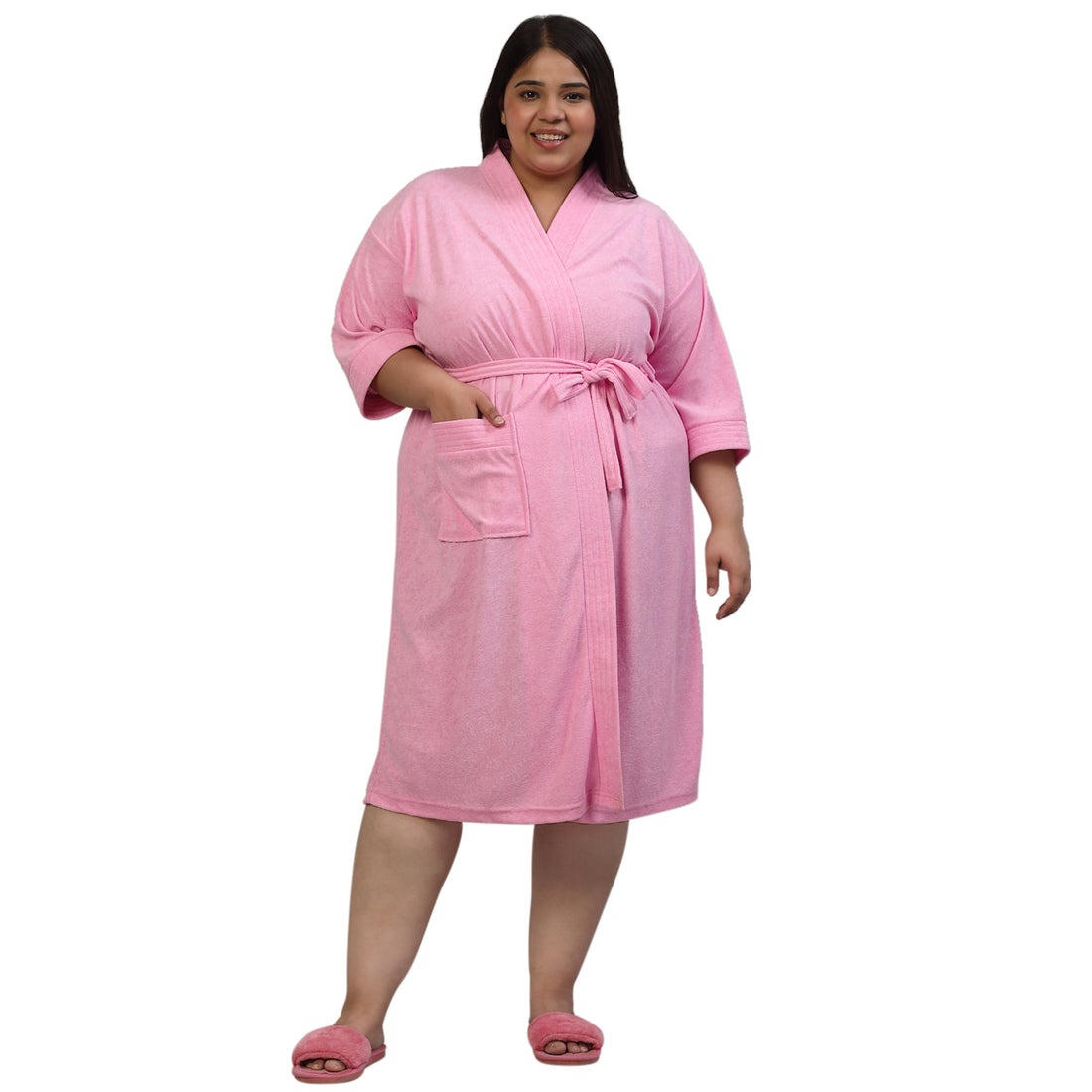 Plus Size Micro Terry Bathrobe for Men & Women | Soft and Elegant - Pink