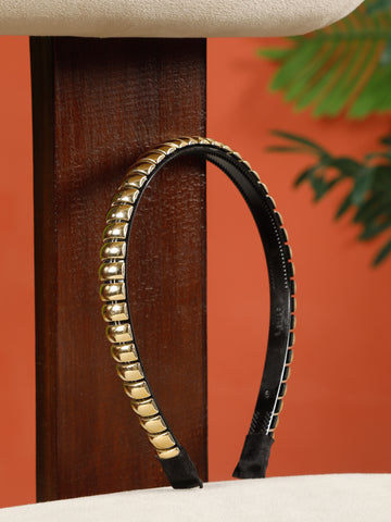 Creeva, Golden & Black Plastic Hair Band for Women & Girls