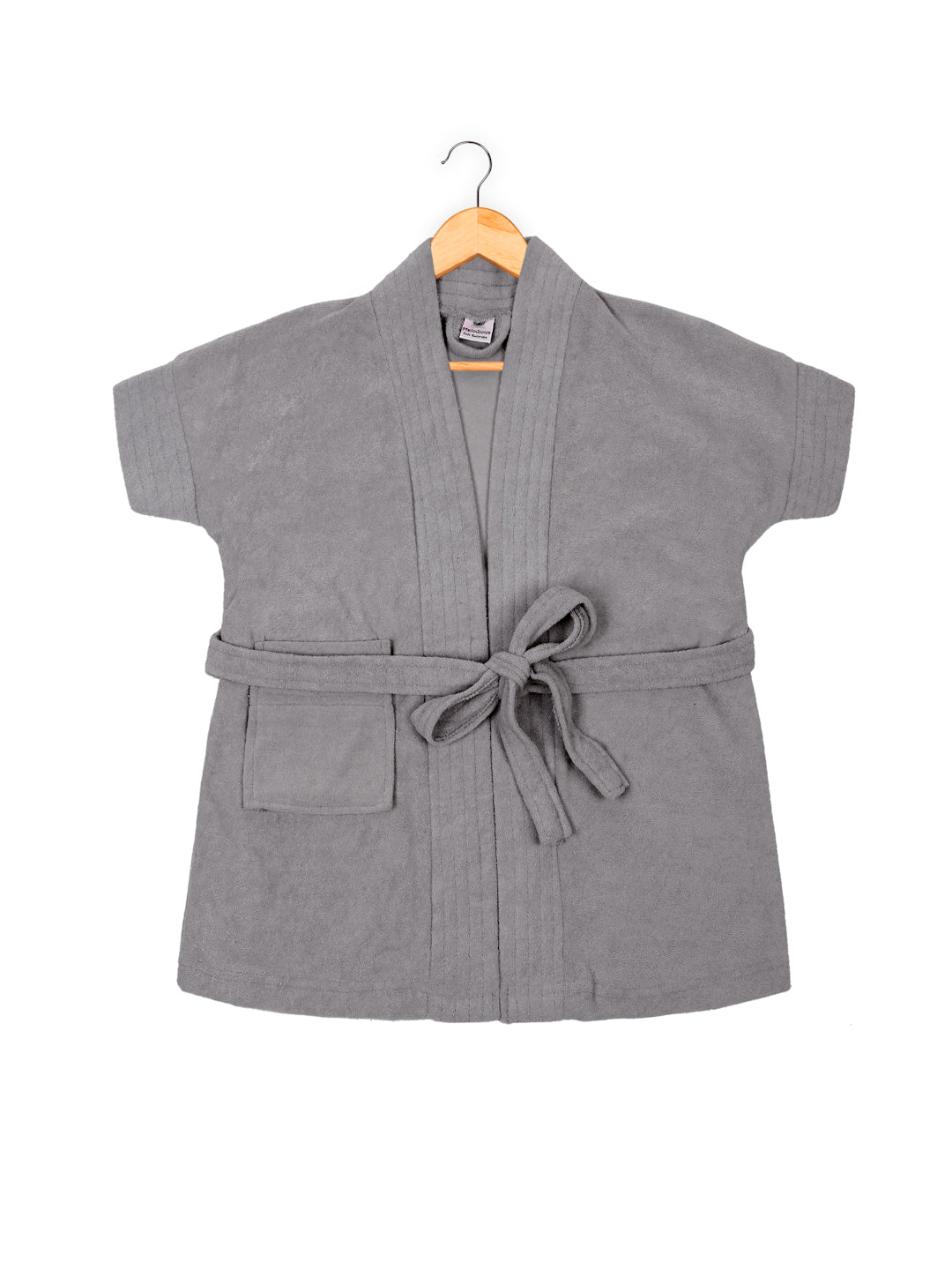 Melodious Kids Baby Bathrobe with Front Pocket – Soft, Cozy & Cute Grey Robe