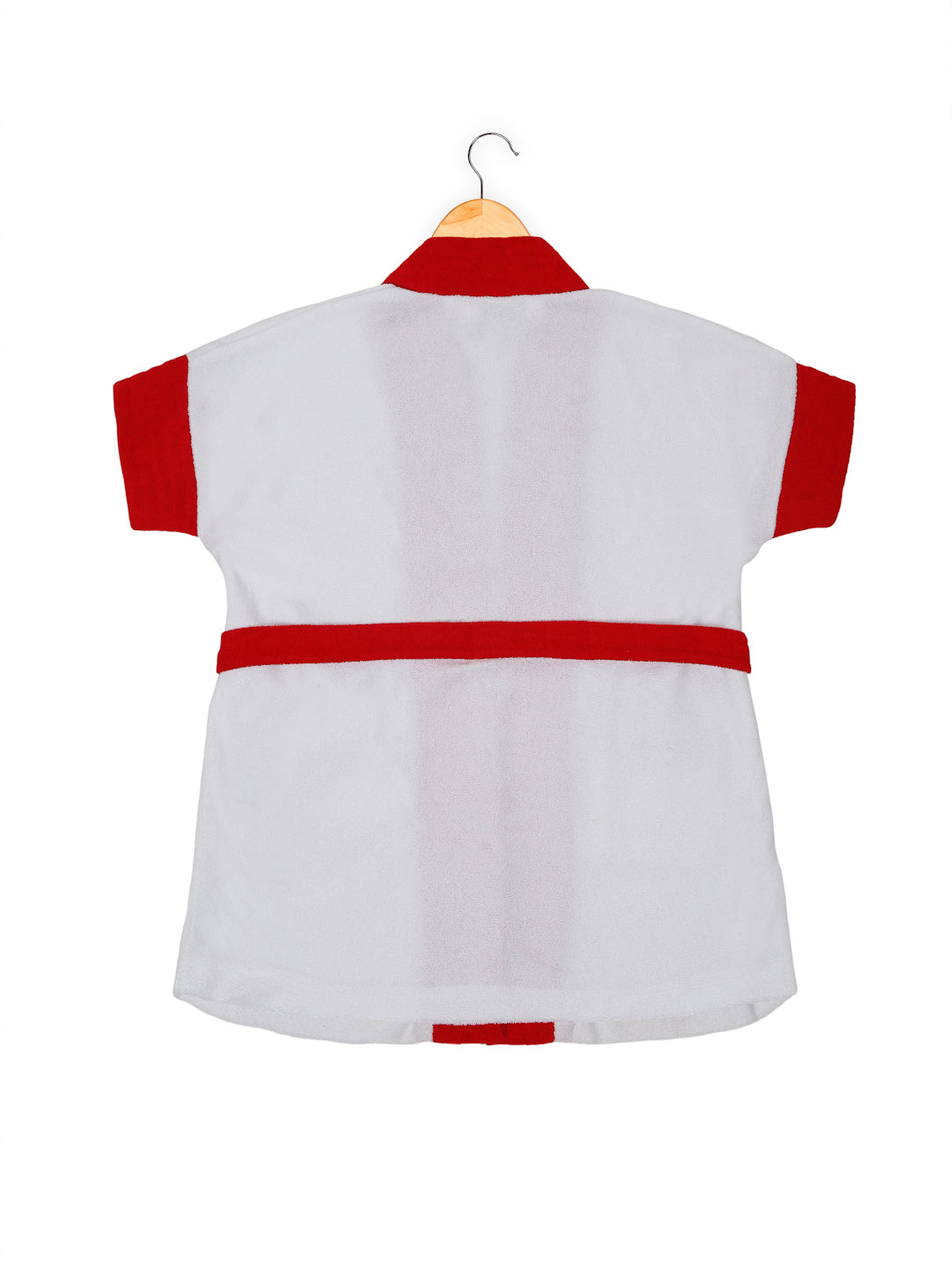 CREEVA Melodious Kids Baby Bathrobe with Front Pocket – Soft, Cozy & Cute White & Red Robe