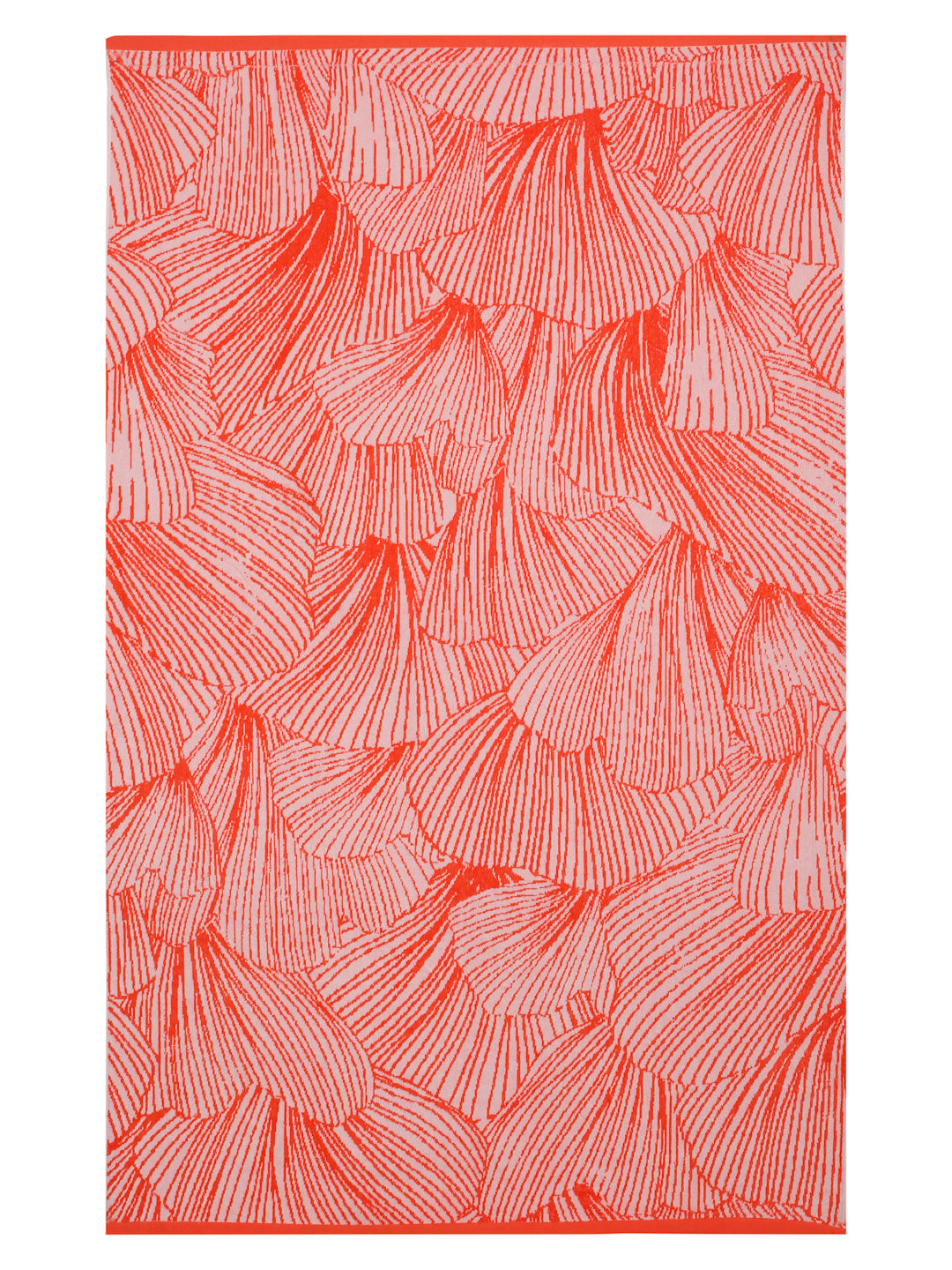 Ginkgo Leaf Pattern Beach Towel – Red & Pink Harmony, 105 x 180 cm