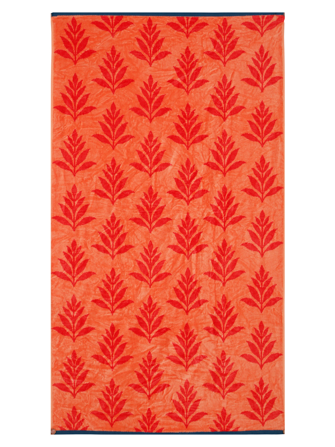 Botanical Motif Beach Towel – Bold Sunset Red, 105 x 180 cm