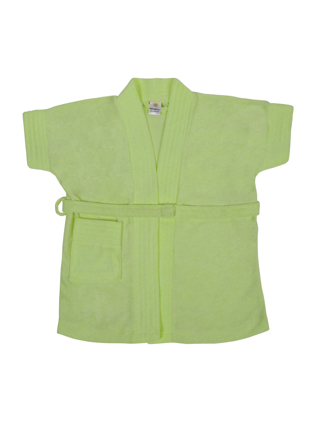 Melodious Baby Bathrobe with Front Pocket – Soft, Cozy & Cute Parrot Green Robe for Infants