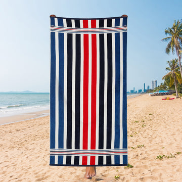 Multi Color Striped Beach Towel – Red & Blue, 90 x 185 cm