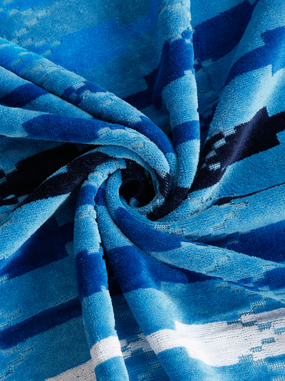 Abstract Vertical Ikat Stripe Print Beach Towel - Blue, 100 x 185 cm
