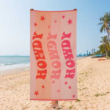 Peach Pink Star Printed Beach Towel, 90 x 185 cm