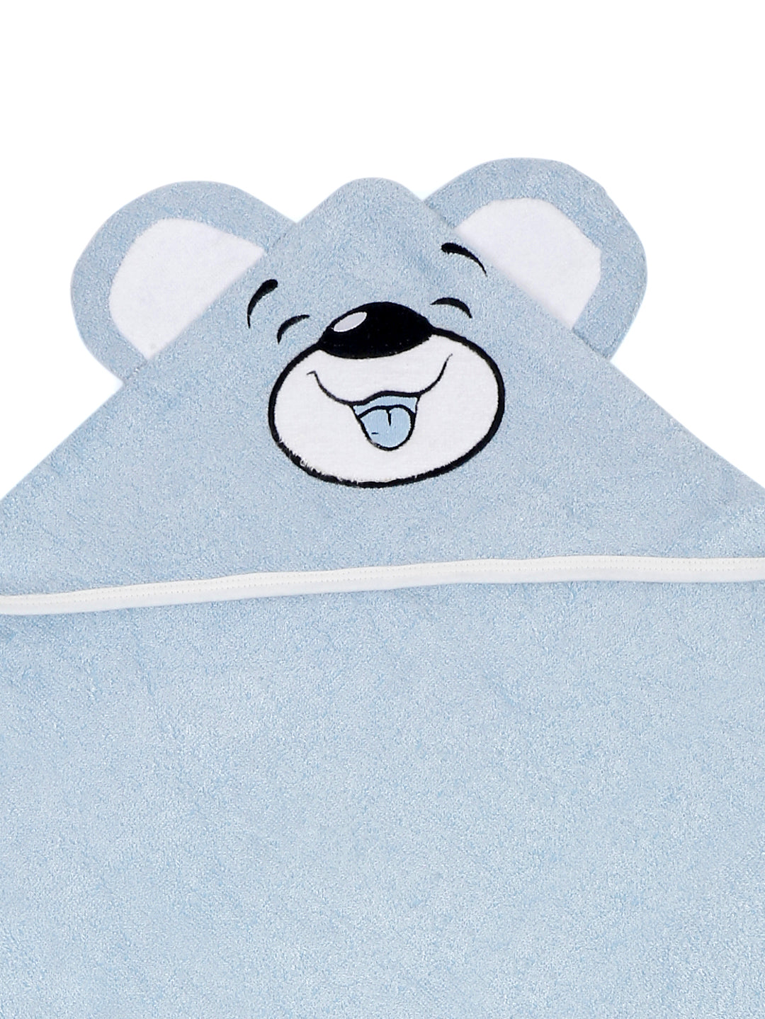 CREEVA Cuddle Baby/Kids Hooded Bath Towel in Light Blue – Soft 100% Cotton with Cute Cartoon Face & 3D Ears, Super Absorbent Bath Wrap for Newborns & Toddlers | (0-5 Years)