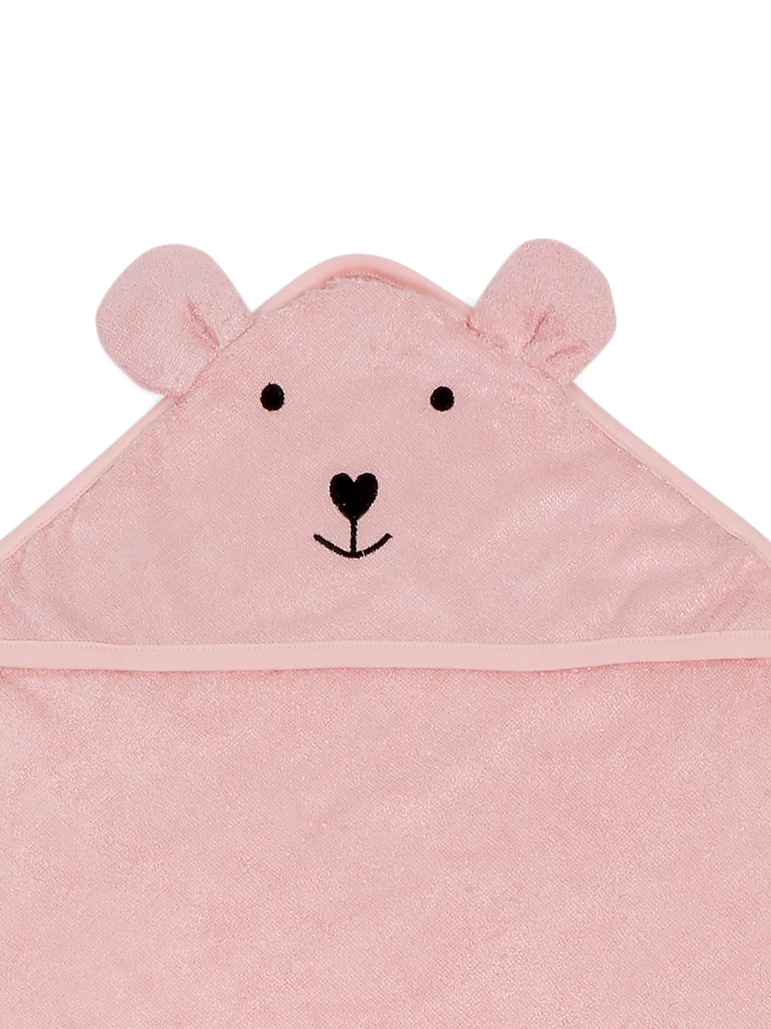 CREEVA Cuddle Baby/Kids Hooded Bath Towel in Baby Peach – Soft 100% Cotton with Cute Cartoon Face & 3D Ears, Super Absorbent Bath Wrap for Newborns & Toddlers | (0-5 Years)