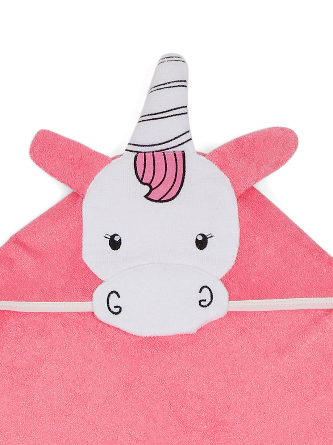 CREEVA Cuddle Baby/Kids Hooded Bath Towel in Pink Peach Color– Soft 100% Cotton with Cute Cartoon Face & 3D Ears, Super Absorbent Bath Wrap for Newborns & Toddlers | (0-5 Years)