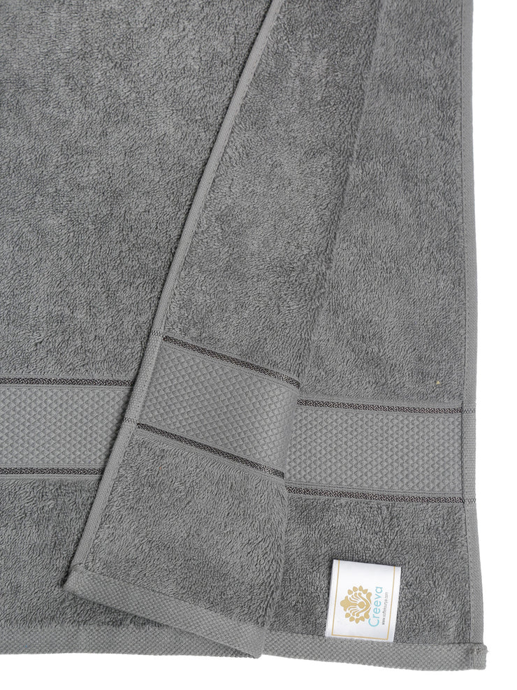 Creeva 100% Cotton 3 Piece Hand & Bath Towel Set, 525 GSM (Grey)