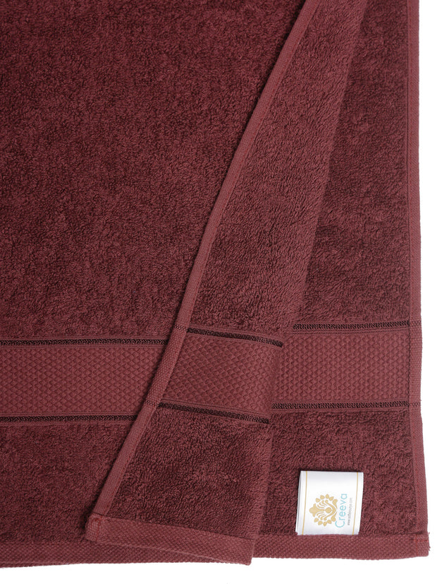 Creeva 525 GSM Cotton Lady Bath Towel 60x120 Set 2 (Wine)