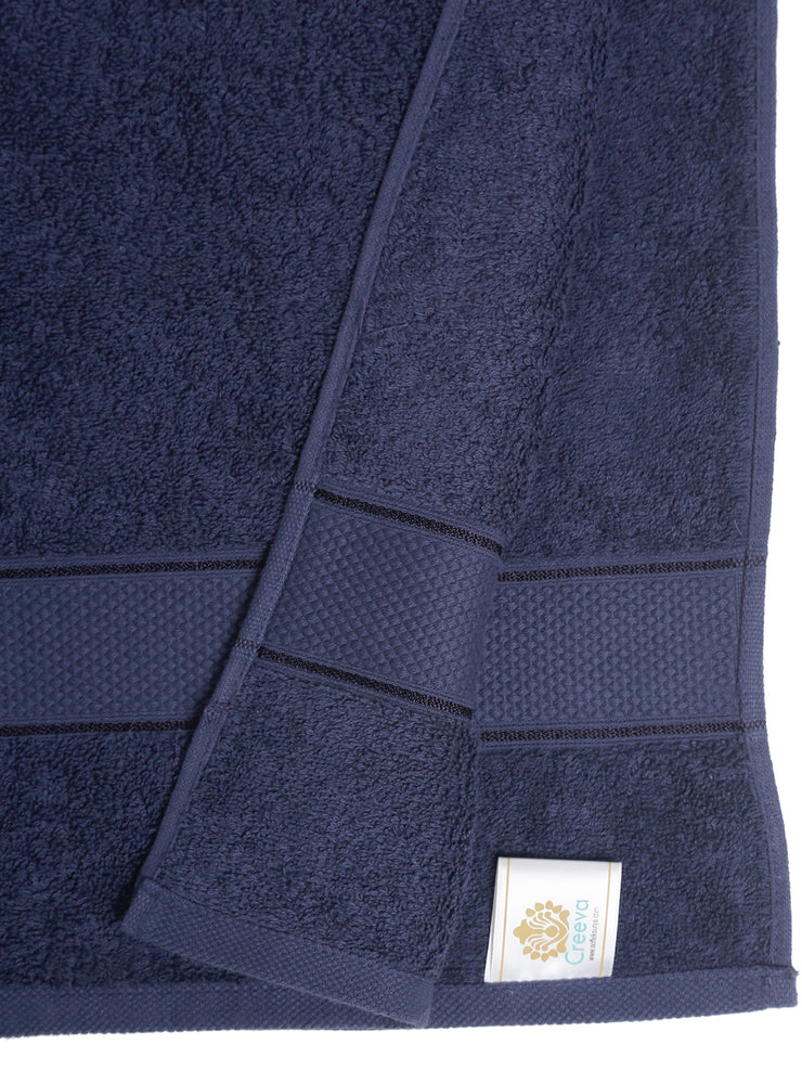 Creeva Navy & Dark Green 2 Pc Solid 525 GSM Bath Towel Set