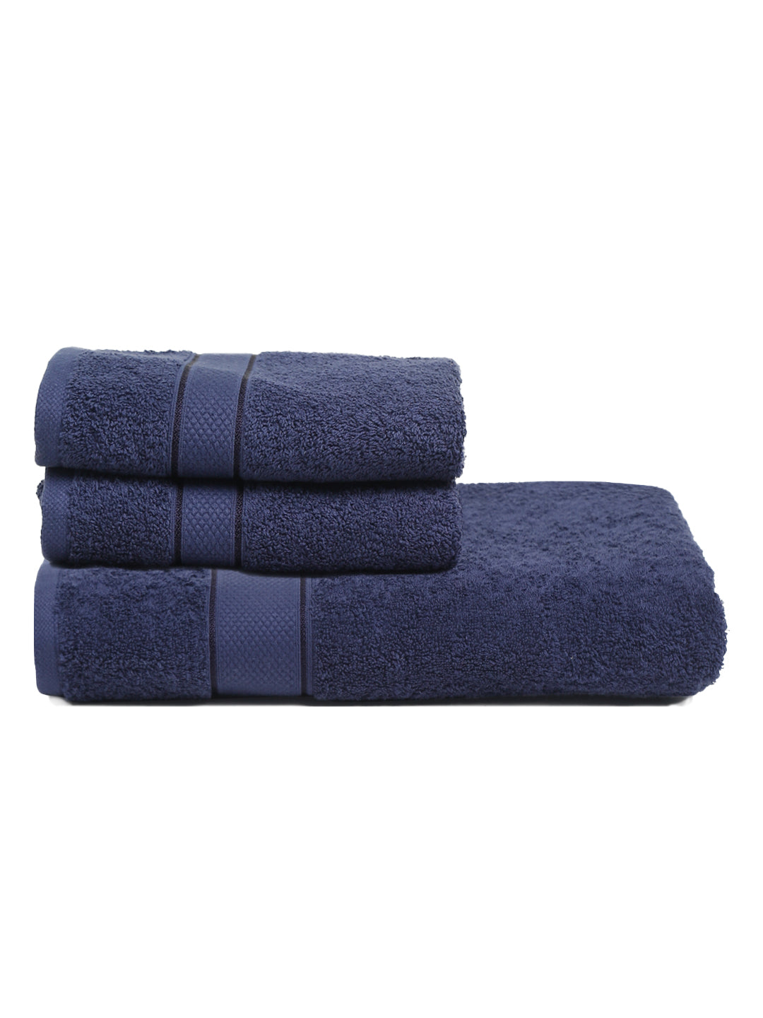 Creeva 100% Cotton 3 Pcs Hand & Bath Towel Set, 525 GSM (Dark Navy)
