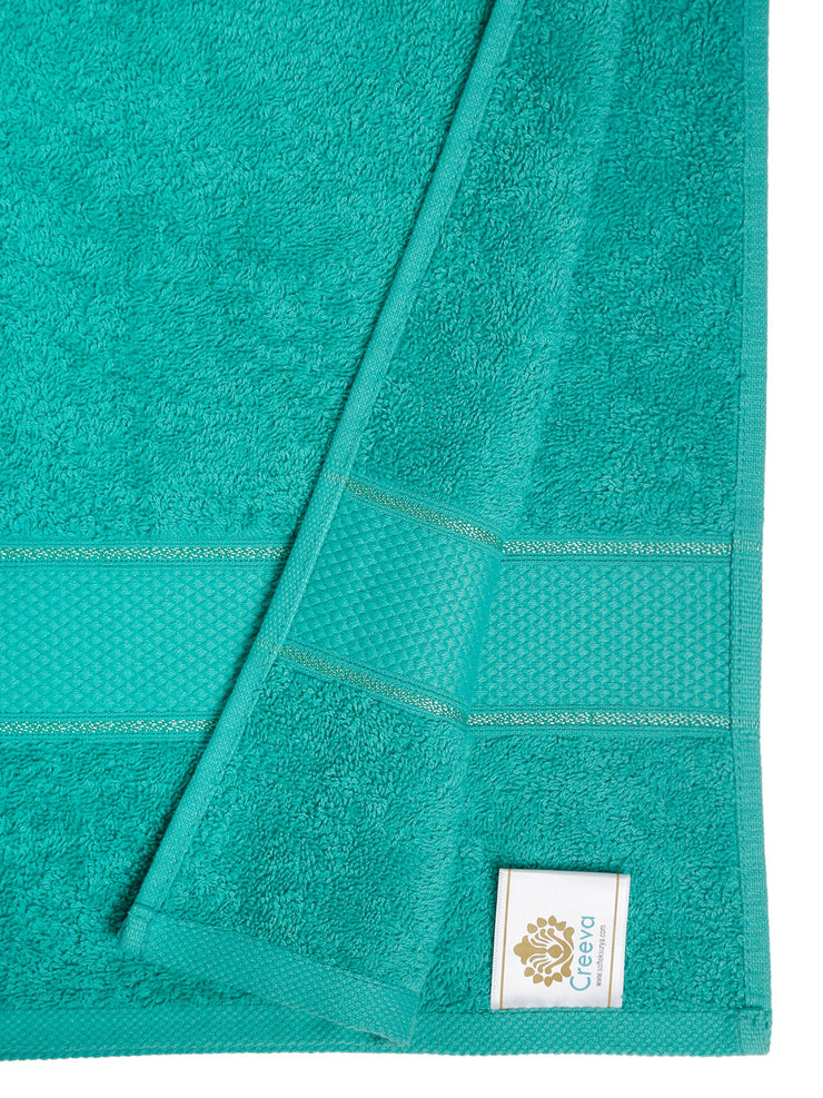 Creeva Sea Green & Violet 2 Pc Solid 525 GSM Bath Towel Set
