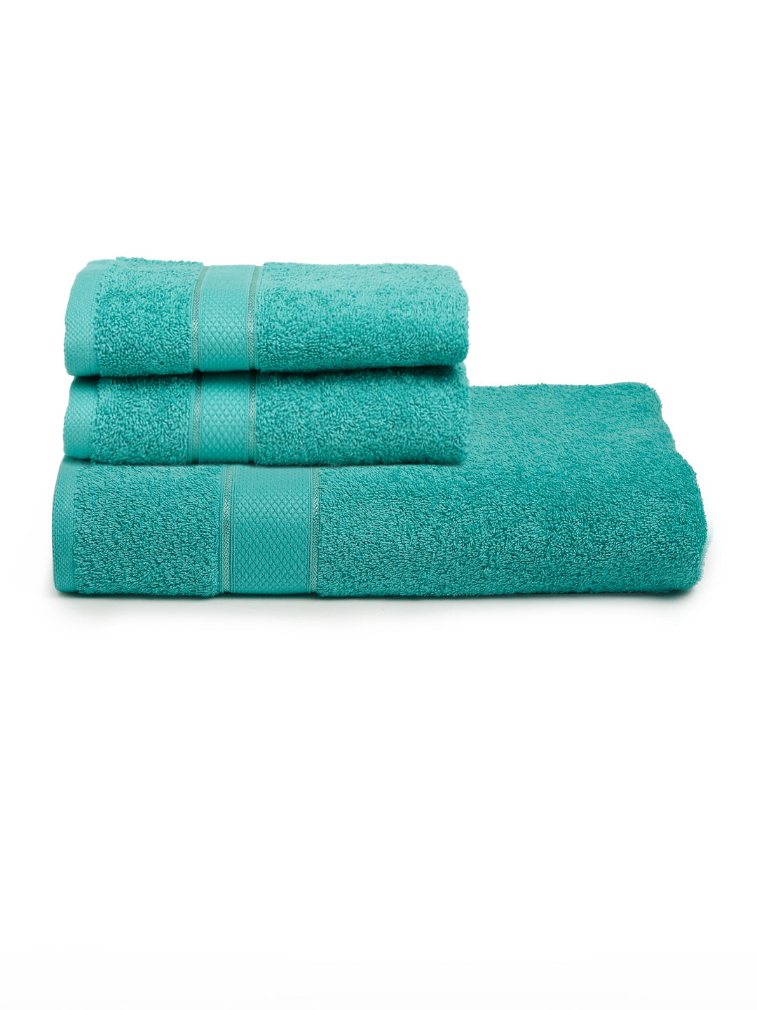 Creeva 100% Cotton 3 Pcs Hand & Bath Towel Set, 525 GSM (Sea Green)