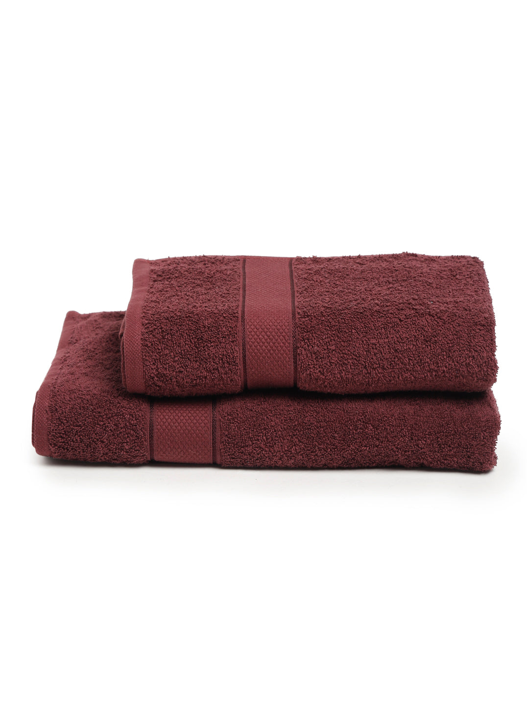 Creeva 100% Cotton 2 Pcs Hand & Bath Towel Set, 525 GSM (Wine)
