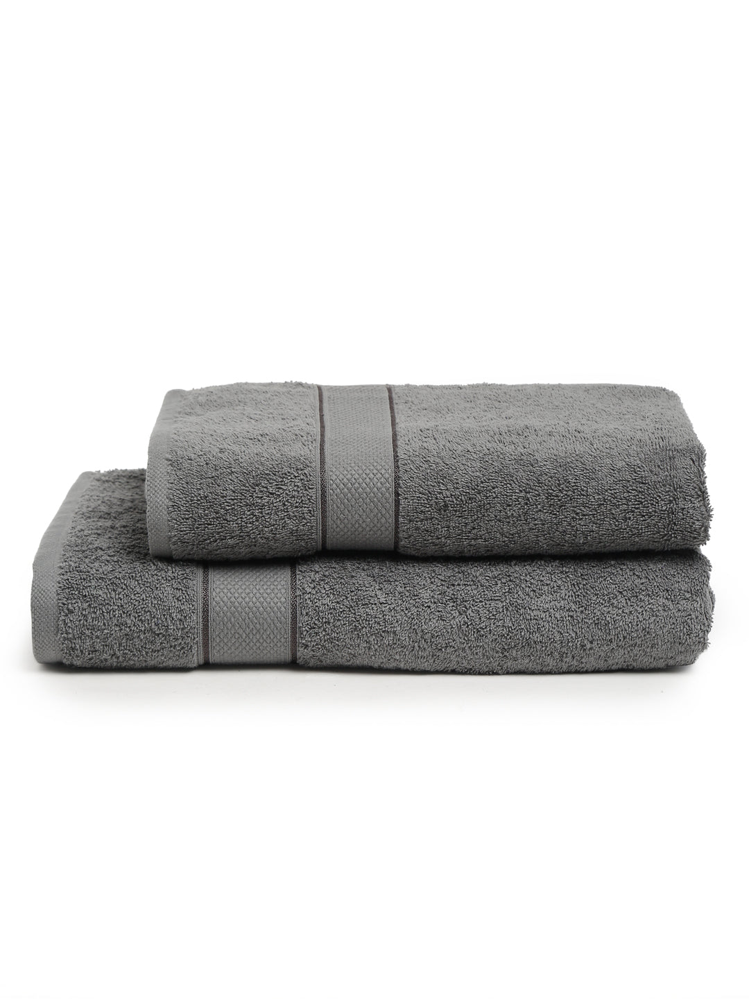 Creeva 100% Cotton 2 Piece Hand & Bath Towel Set, 525 GSM (Grey)