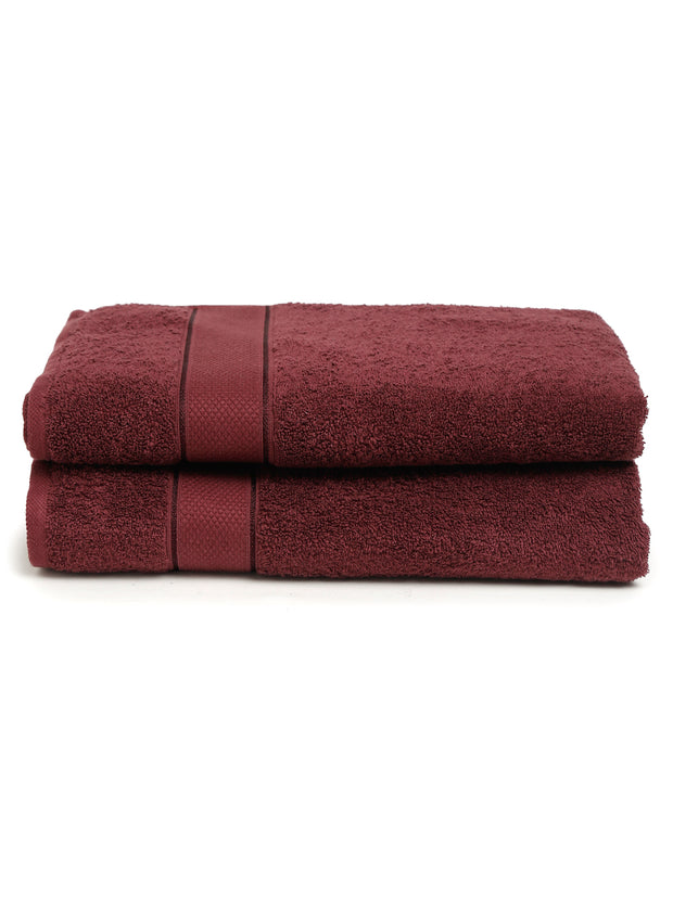 Creeva 525 GSM Cotton Lady Bath Towel 60x120 Set 2 (Wine)