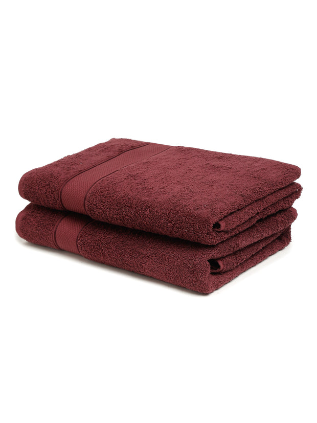 Creeva 525 GSM Cotton Lady Bath Towel 60x120 Set 2 (Wine)