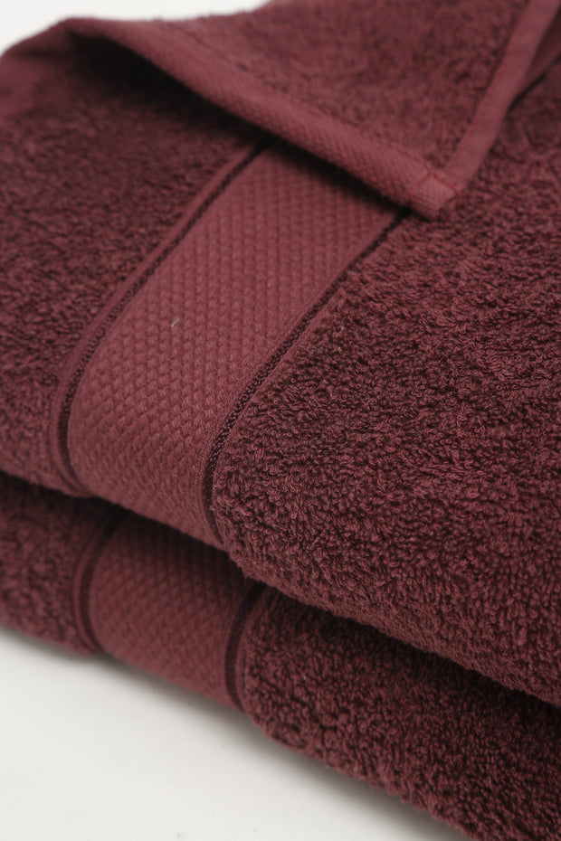 Creeva 525 GSM Cotton Lady Bath Towel 60x120 Set 2 (Wine)