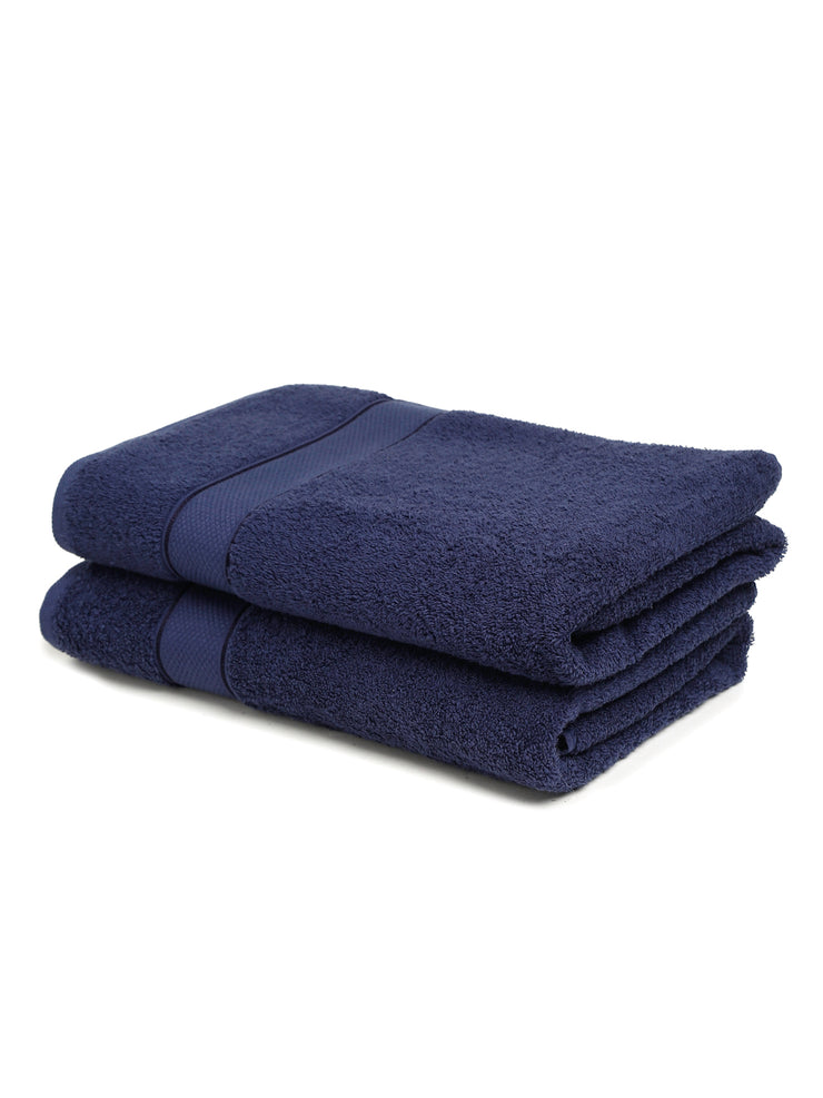 Creeva Navy 2 Pc Solid 525 GSM Bath Towel Set