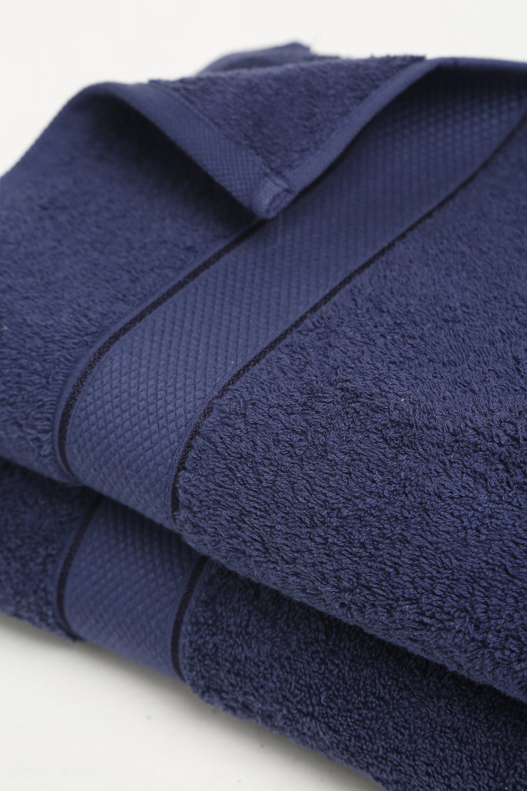 Creeva Navy 2 Pc Solid 525 GSM Bath Towel Set