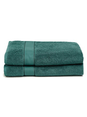 Creeva Dark Green 2 Pc Solid 525 GSM Lady Bath Towel Set