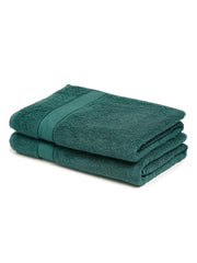 Creeva Dark Green 2 Pc Solid 525 GSM Lady Bath Towel Set