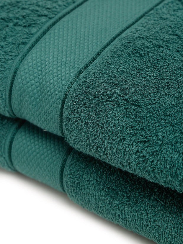 Creeva Dark Green 2 Pc Solid 525 GSM Lady Bath Towel Set