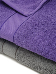 Creeva Grey & Violet 2 Pc Solid 525 GSM Bath Towel Set