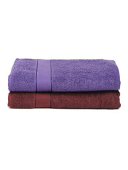 Creeva Wine & Violet 2 Pc Solid 525 GSM Bath Towel Set