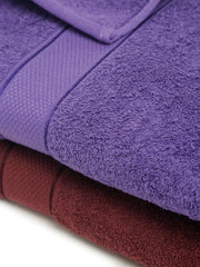 Creeva Wine & Violet 2 Pc Solid 525 GSM Bath Towel Set
