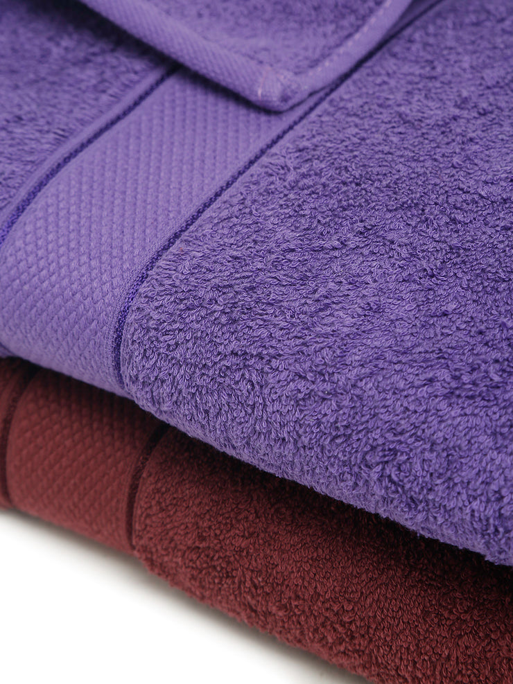 Creeva Wine & Violet 2 Pc Solid 525 GSM Bath Towel Set