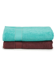 Creeva Wine & Sea Green 2 Pc Solid 525 GSM Bath Towel Set