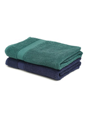 Creeva Navy & Dark Green 2 Pc Solid 525 GSM Bath Towel Set