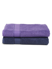 Creeva Navy & Violet 2 Pc Solid 525 GSM Bath Towel Set