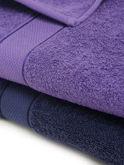 Creeva Navy & Violet 2 Pc Solid 525 GSM Bath Towel Set
