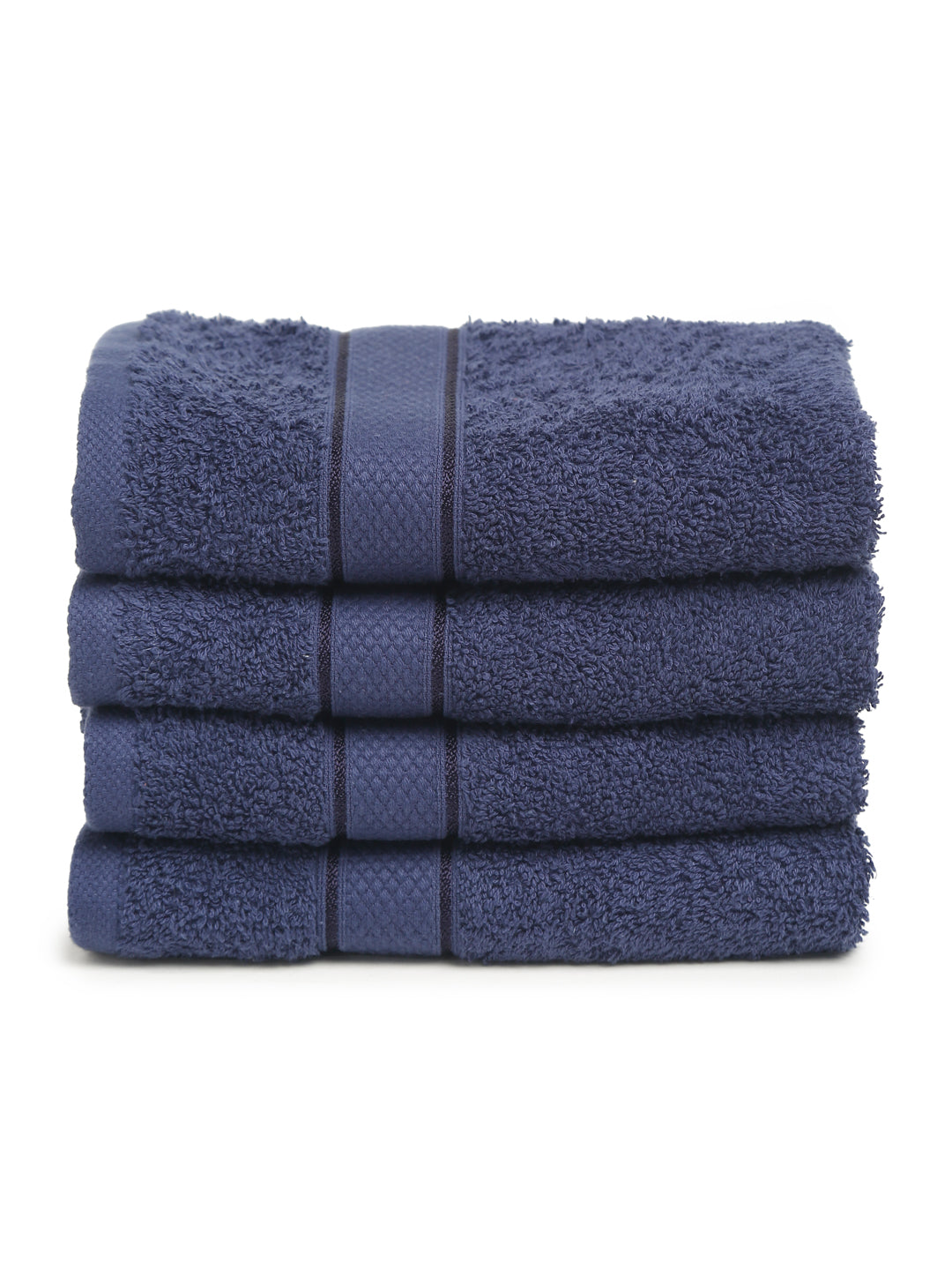 Creeva 100% Cotton 4 Pcs Hand Towel Set, 525 GSM, 40x60 cm (Navy)