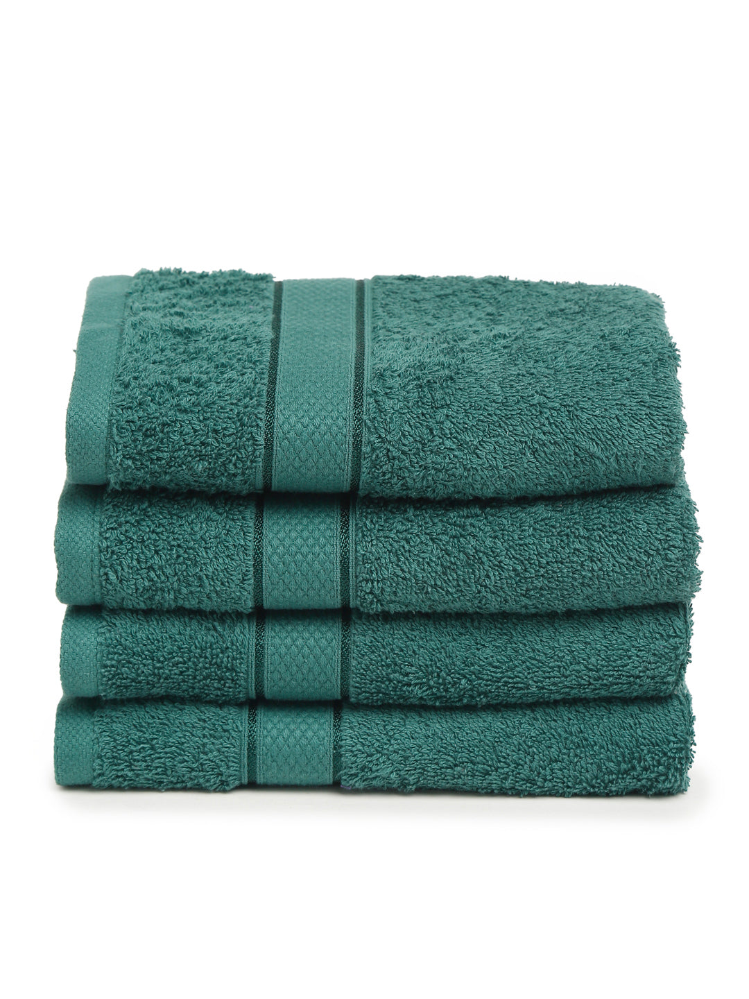 Creeva 100% Cotton 4 Pcs Hand Towel Set, 525 GSM, 40x60 cm (Dark Green)