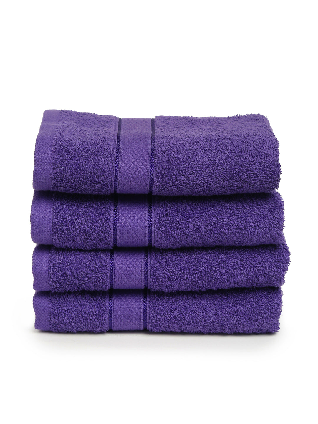 Creeva 100% Cotton 4 Pcs Hand Towel Set, 525 GSM, 40x60 cm (Violet)
