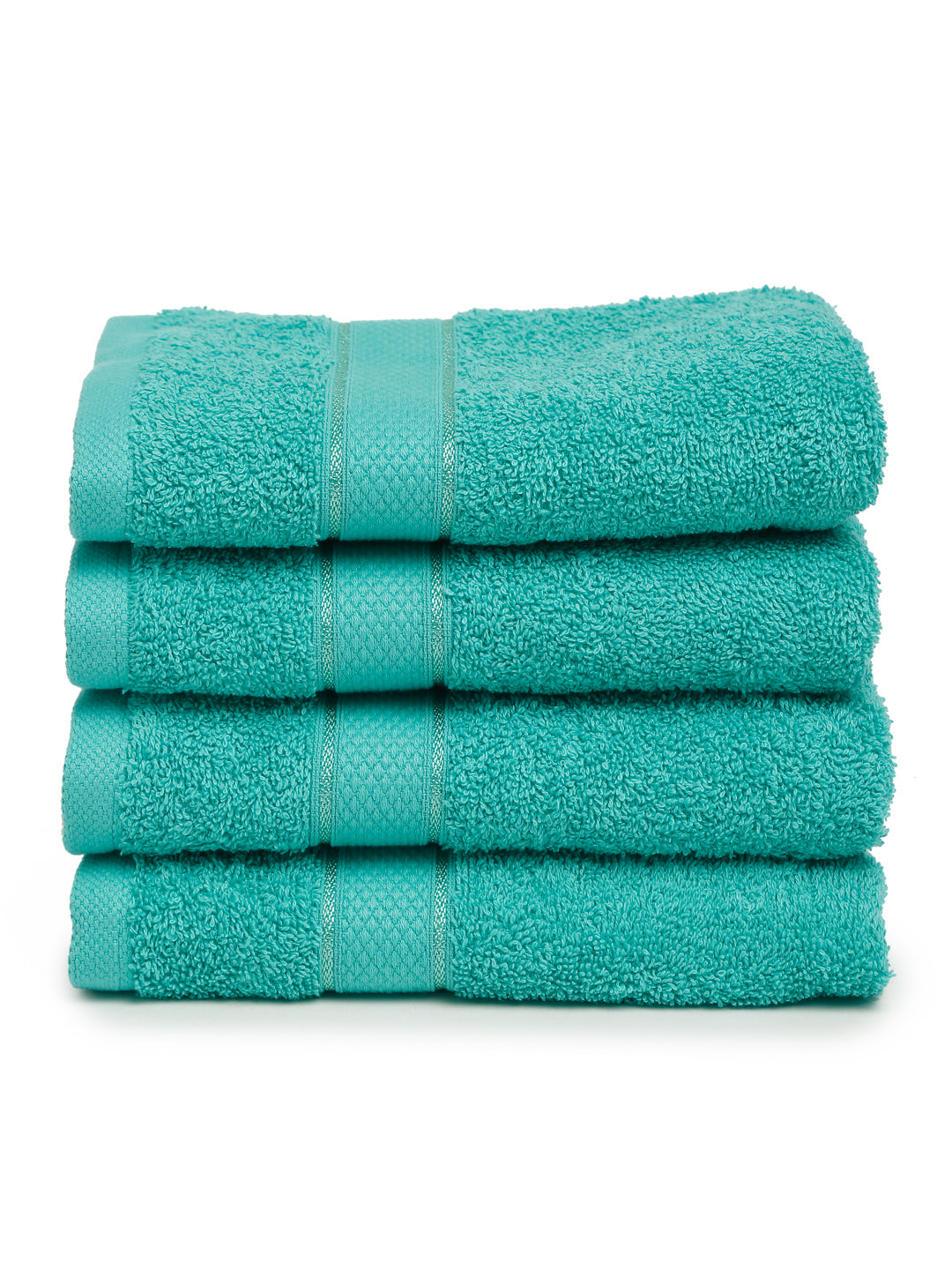 Creeva 100% Cotton 4 Pcs Hand Towel Set, 525 GSM, 40x60 cm (Sea Green)