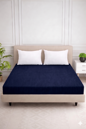 Creeva Purenest Waterproof Cotton Feel Quilted Mattress Protector - Navy Blue