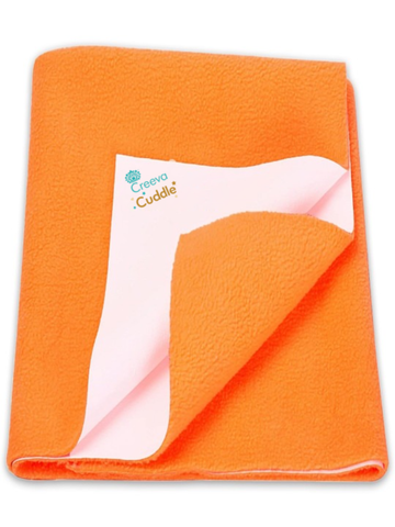 Creeva Cuddle Waterproof Baby Dry Sheet (Orange) | Ultra-Soft Fleece Bed Protector for Babies & Kids