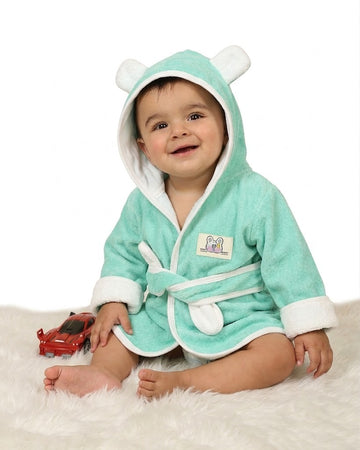 CREEVA Cuddle Hooded Baby Bathrobe for Newborn & Infant | Ultra Soft Cotton - Sea Green