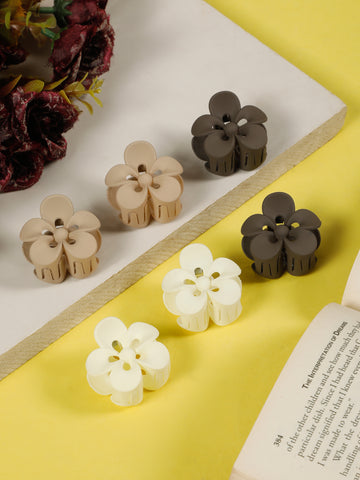 Creeva, Pack of 6 Pcs Multicolor Flower Hair Clips for Women & Girls