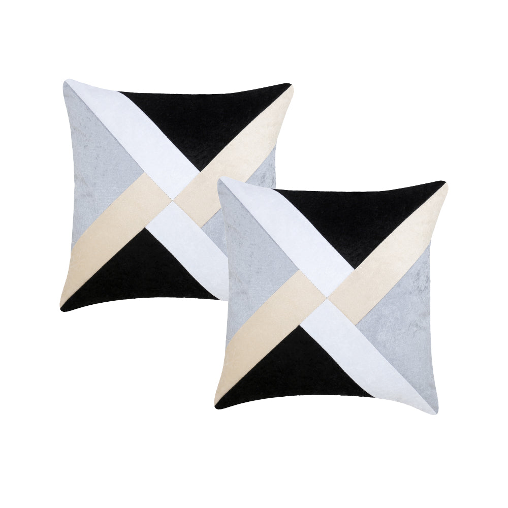CREEVA Set of 5 Velvet Stripe Cushion Covers | Black | 16 x 16 INCH or 40 x 40 CM