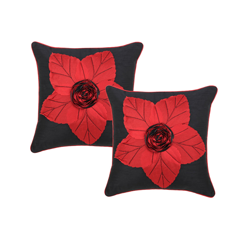 CREEVA Set of 5 Silk Cushion Covers | Super Patta Red | 16 x 16 INCH or 40 x 40 CM