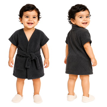 Melodious Baby Bliss Cotton Bathrobe with Front Pocket - (Black)