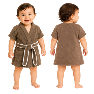 Melodious Baby Bliss Cotton Bathrobe with Front Pocket - (Brown)